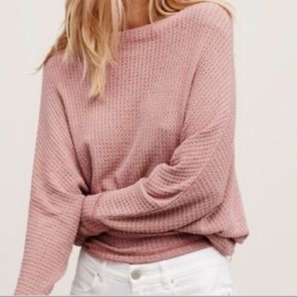 Free People Mauve Cropped Off the Shoulder Sweater